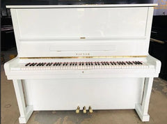 VICTOR Upright Piano V-107B – Polished White Reconditioned