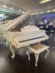 Steinway and Sons O-180 Renewed Grand Piano – White and Gold Baroque Edition | Serial No. 386075