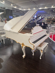 Steinway and Sons O-180 Renewed Grand Piano – White and Gold Baroque Edition | Serial No. 386075